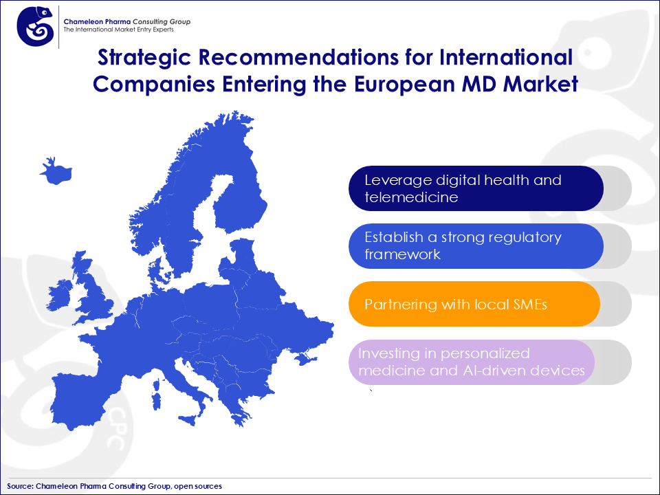 Diagram showing the EU map. highlighting the strategic recommendations for foreign investors