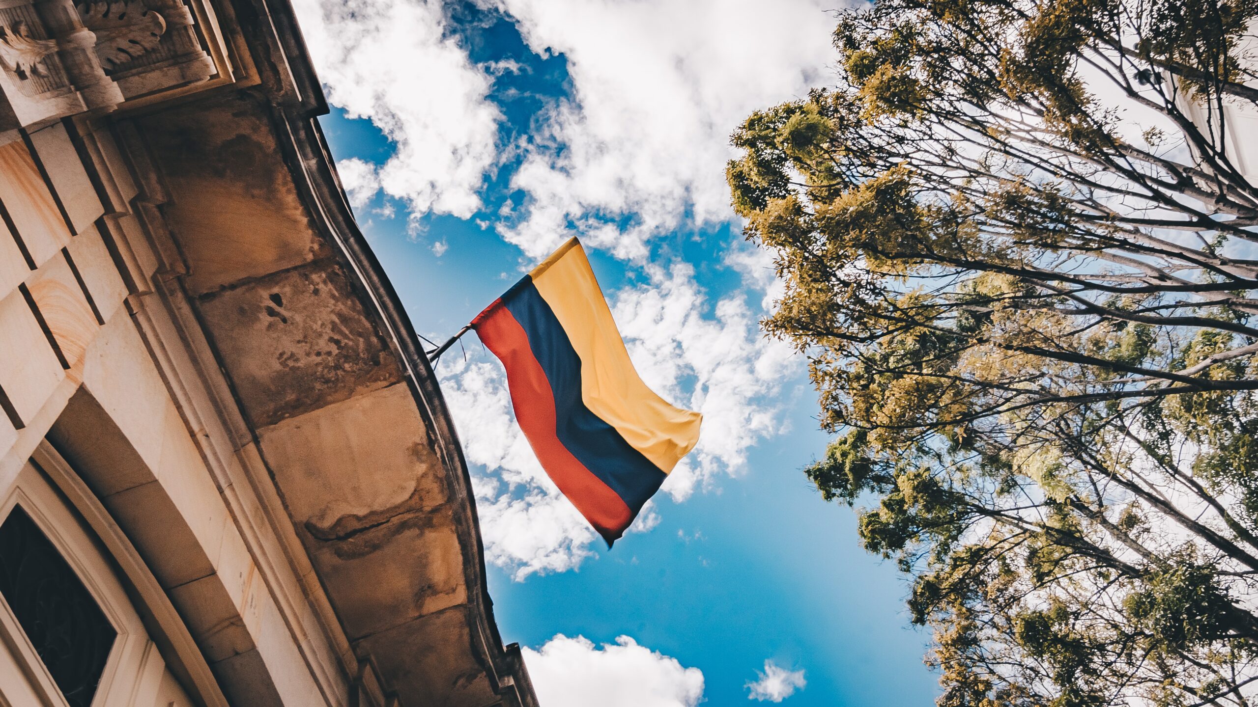 Colombian flag in the sky